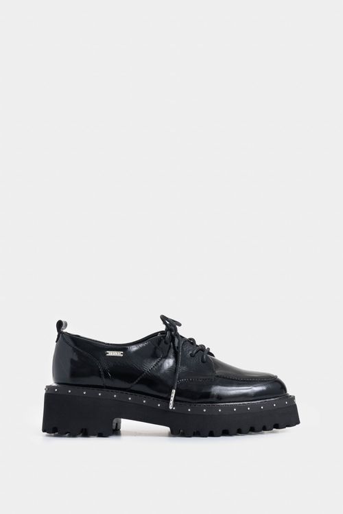Zapatos de cordón Thalia de cuero para mujer silueta chunky