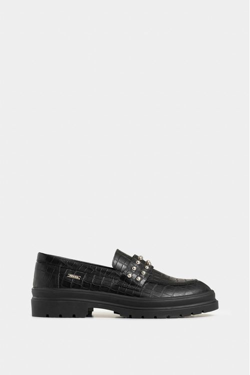 Mocasines tractorados de cuero folia para mujer detalle taches