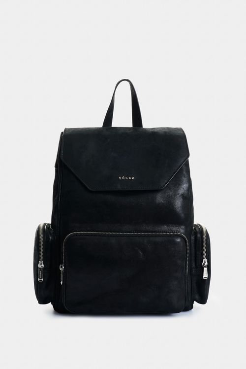 Mochila Silene de cuero para mujer tapa hexagonal