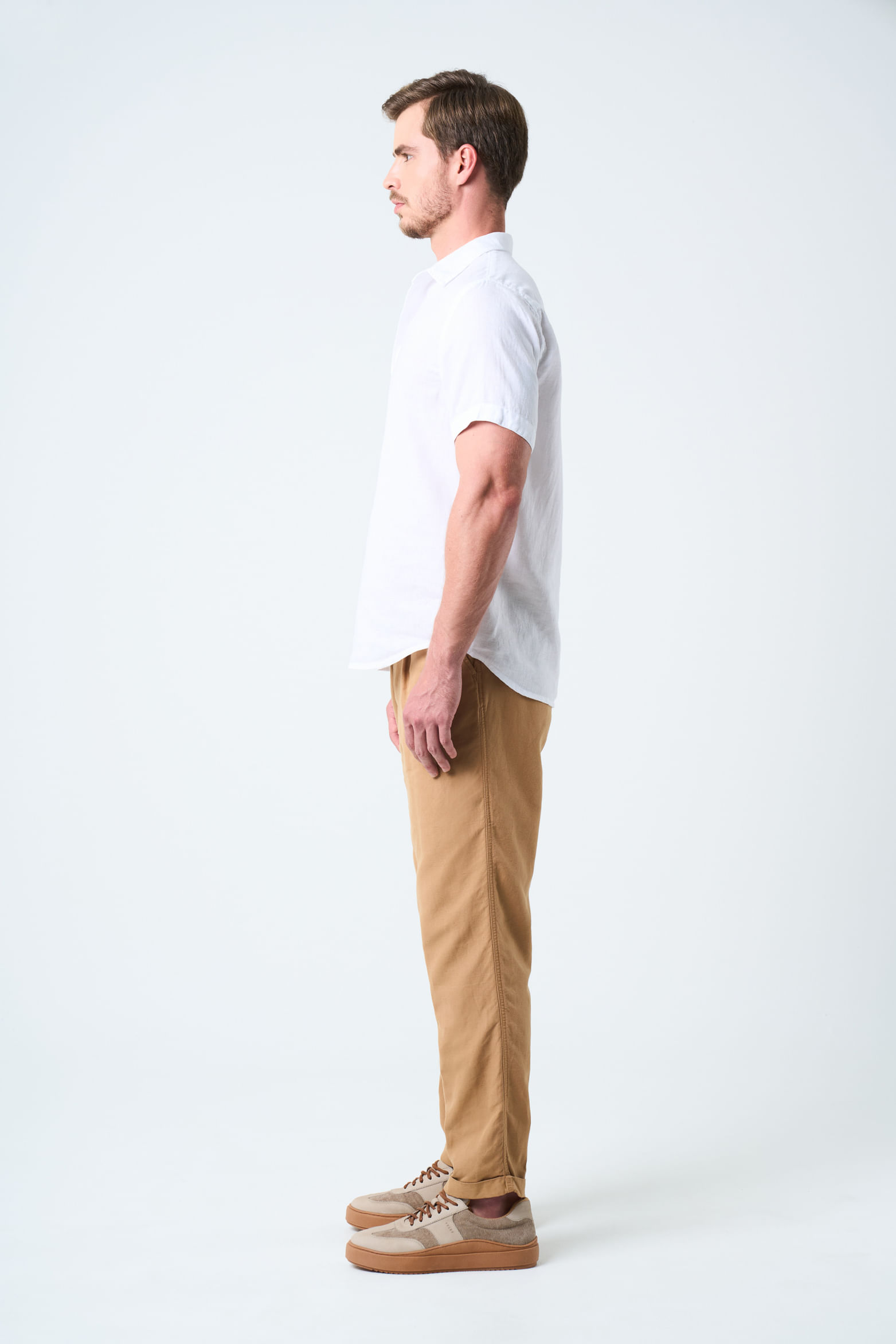 Camisa manga corta lino para hombre bordado vz-1746742947221