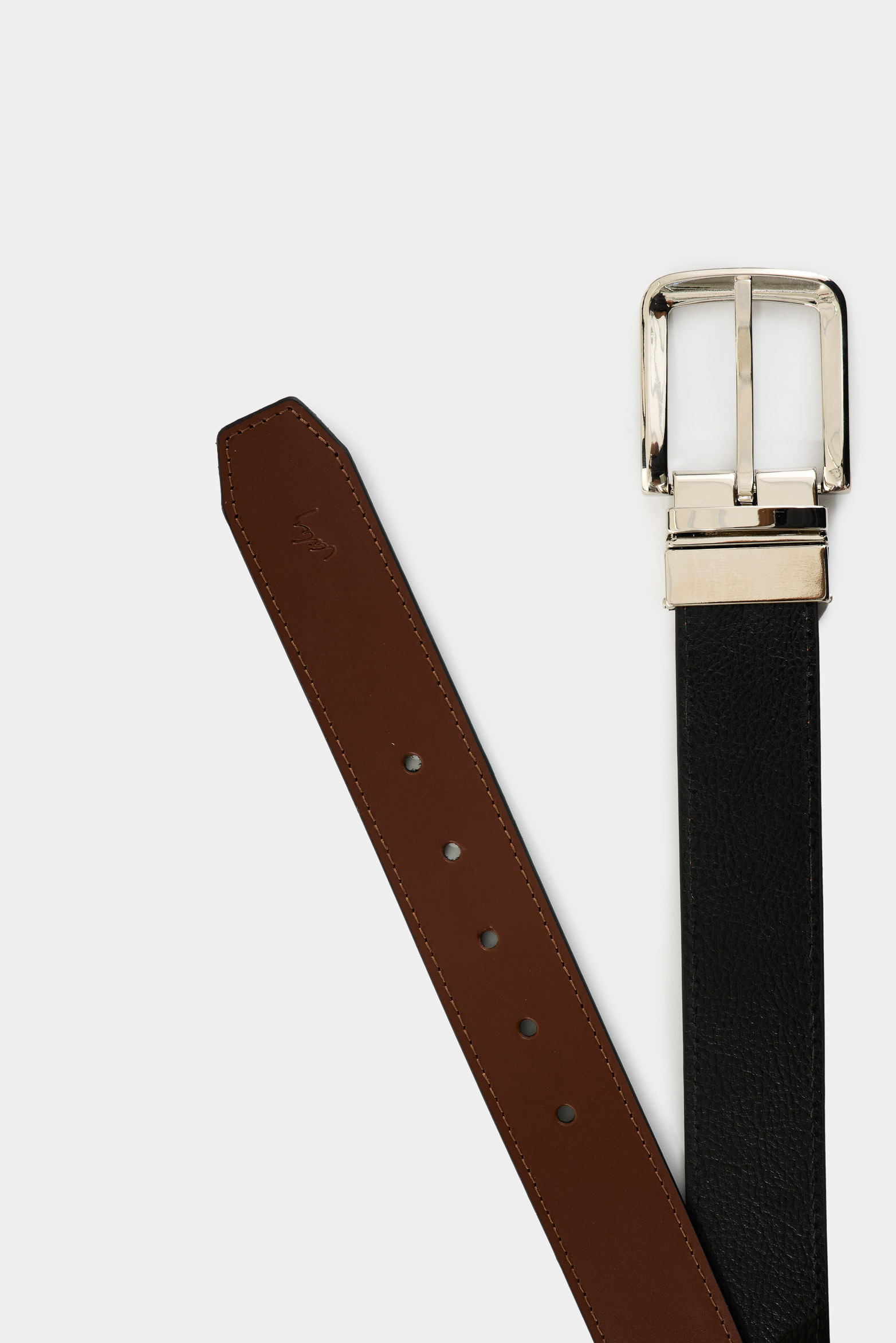 Cinturón doble faz austen de cuero para hombre costuras decorativas bordes-1748563767929