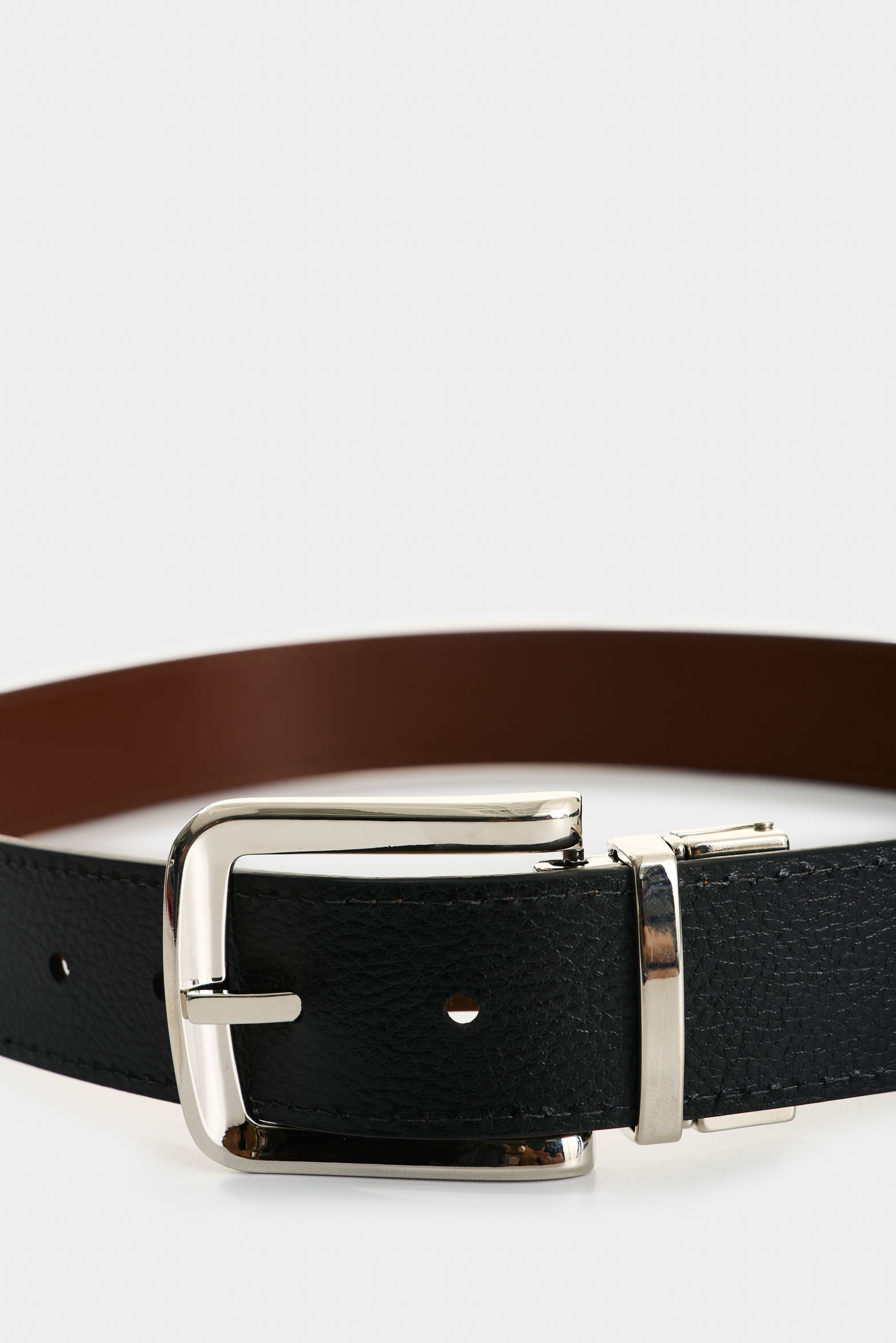 Cinturón doble faz austen de cuero para hombre costuras decorativas bordes-1748563773723
