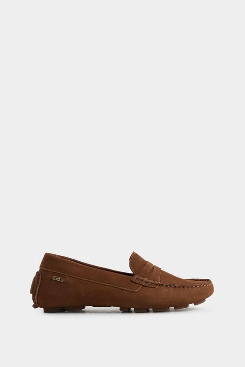 Mocasines manchester de cuero para mujer efecto gamuzado