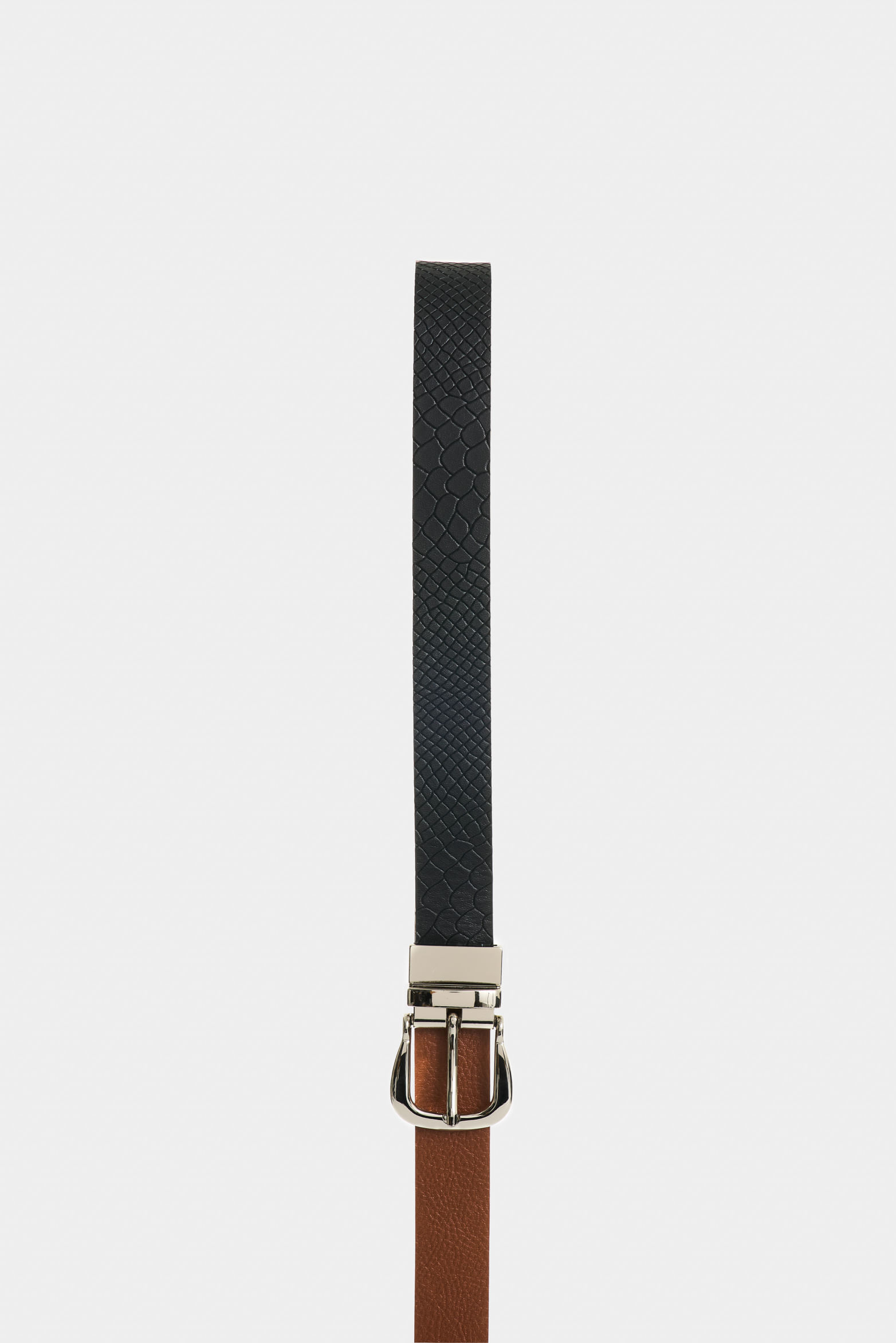 Cinturón doble faz ezko de cuero liso para mujer hebilla reversible-1750387769471