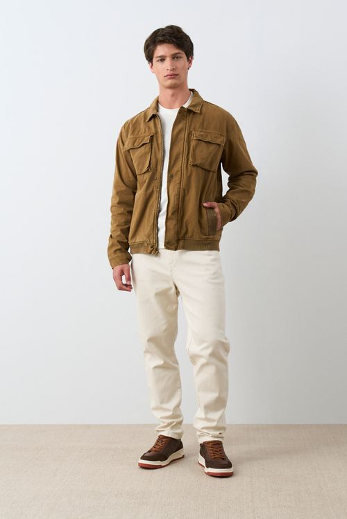 Chaqueta Vireo de cuero gamuzado para hombre semi ajustada