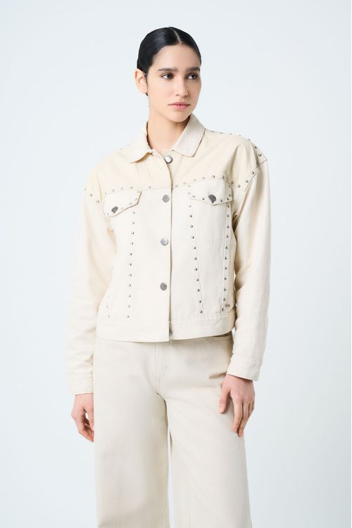 Chaqueta Orquídea de algodón y cáñamo para mujer silueta oversized