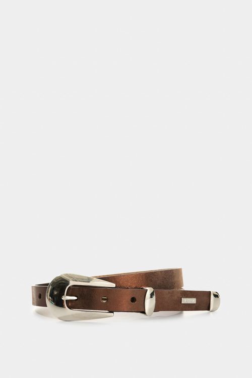 Cinturón unifaz mallorca de cuero tipo folia para mujer puntera metálica