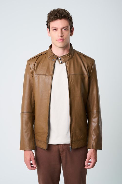 Chaqueta Bosa de cuero para hombre fit semi holgado