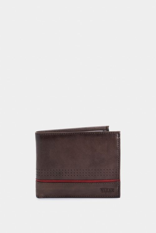 Billetera Kaleidos de cuero para hombre detalle contraste