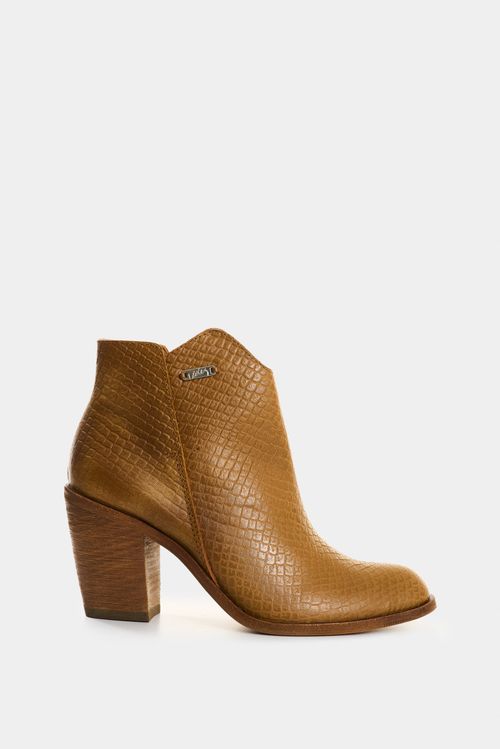 Botines de cuero grabado para mujer Alpha